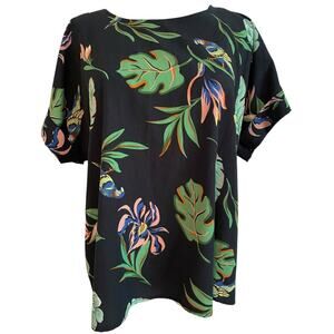 Melloday Top Women Tropical Jungle Parrot Medium Art To Wear Blouse Tunic Resort